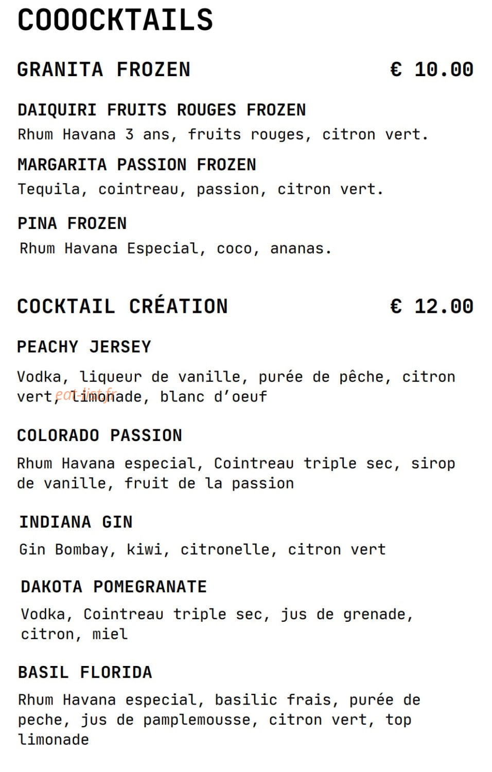 Coyot Bar — carte page 10