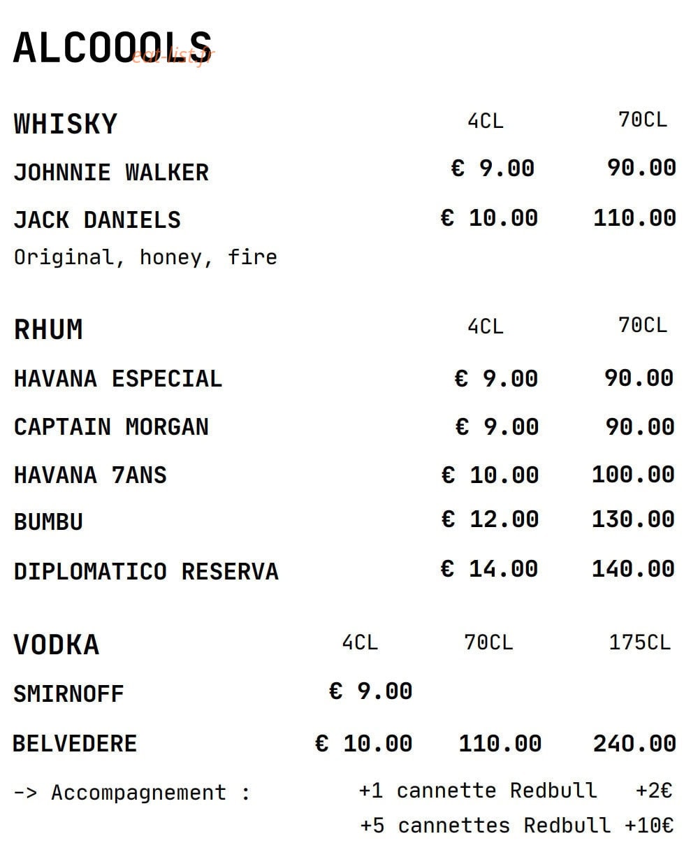 Coyot Bar — carte page 14