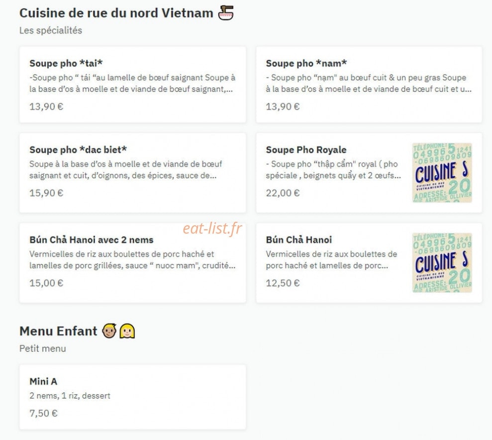 Cuisine S — carte page 4