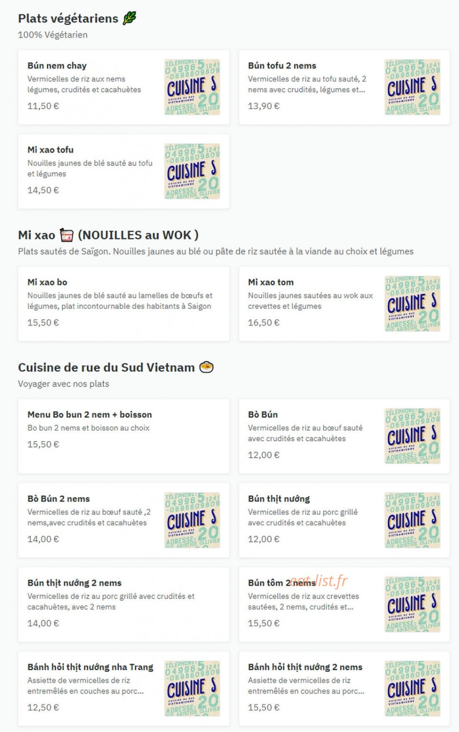 Cuisine S — carte page 3