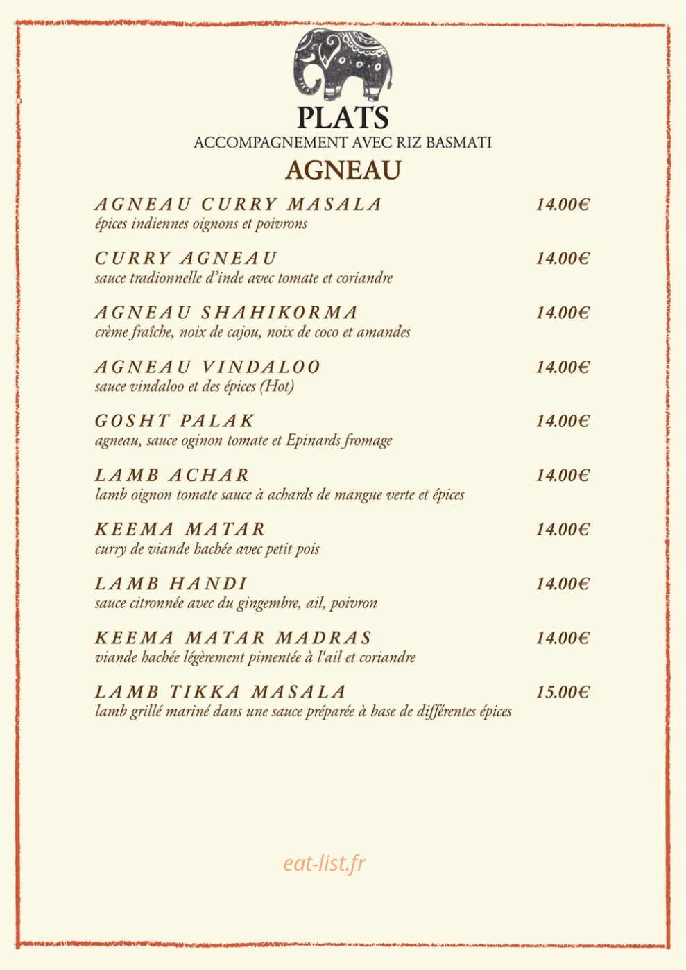 Curry Masala — carte page 3