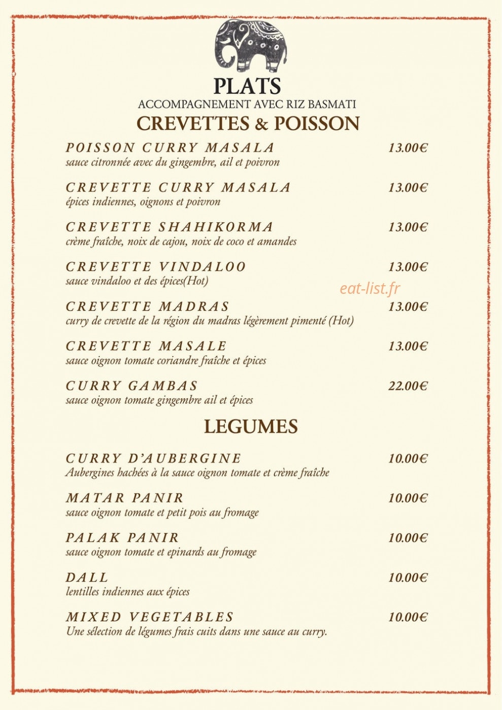 Curry Masala — carte page 4