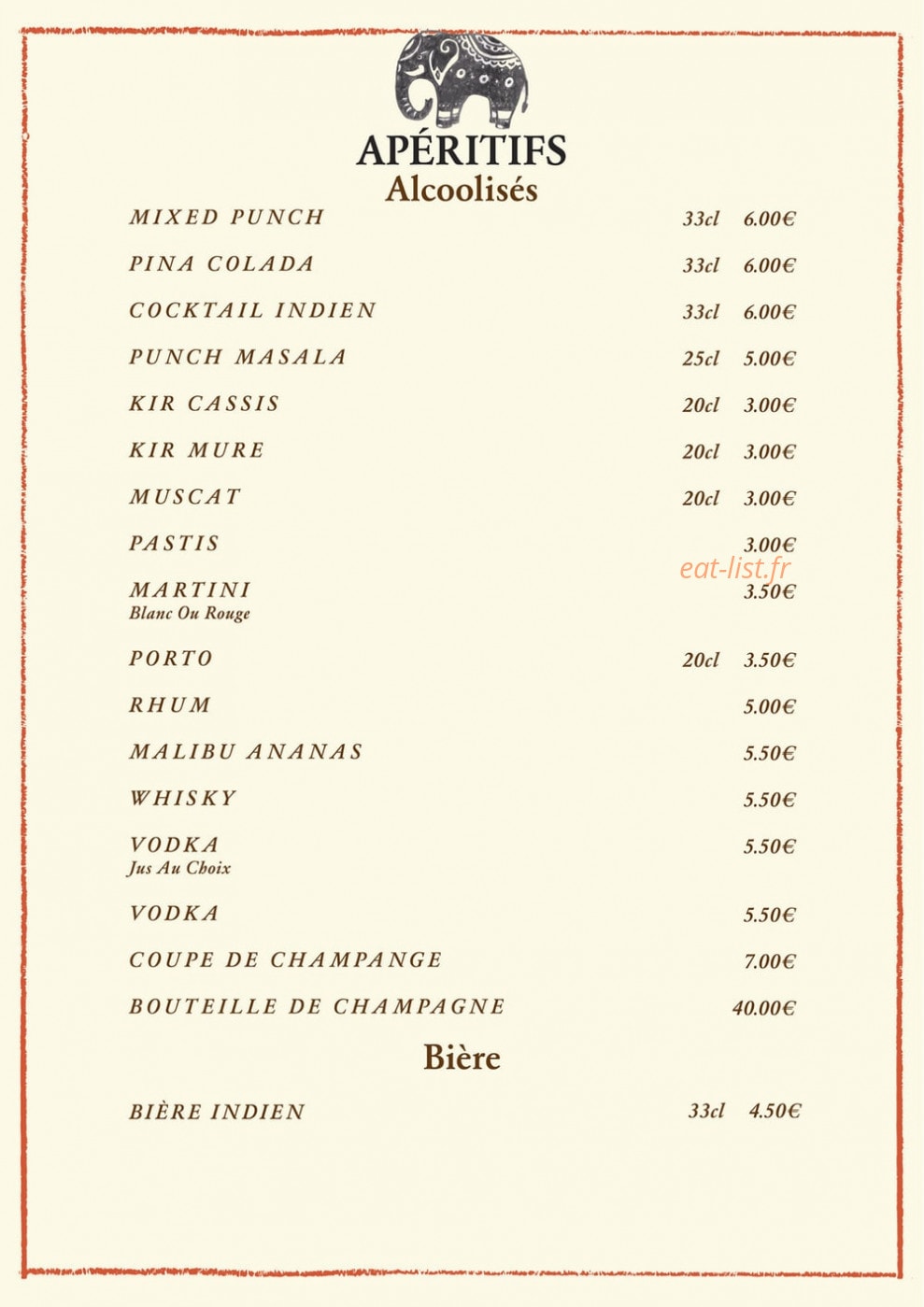 Curry Masala — carte page 10
