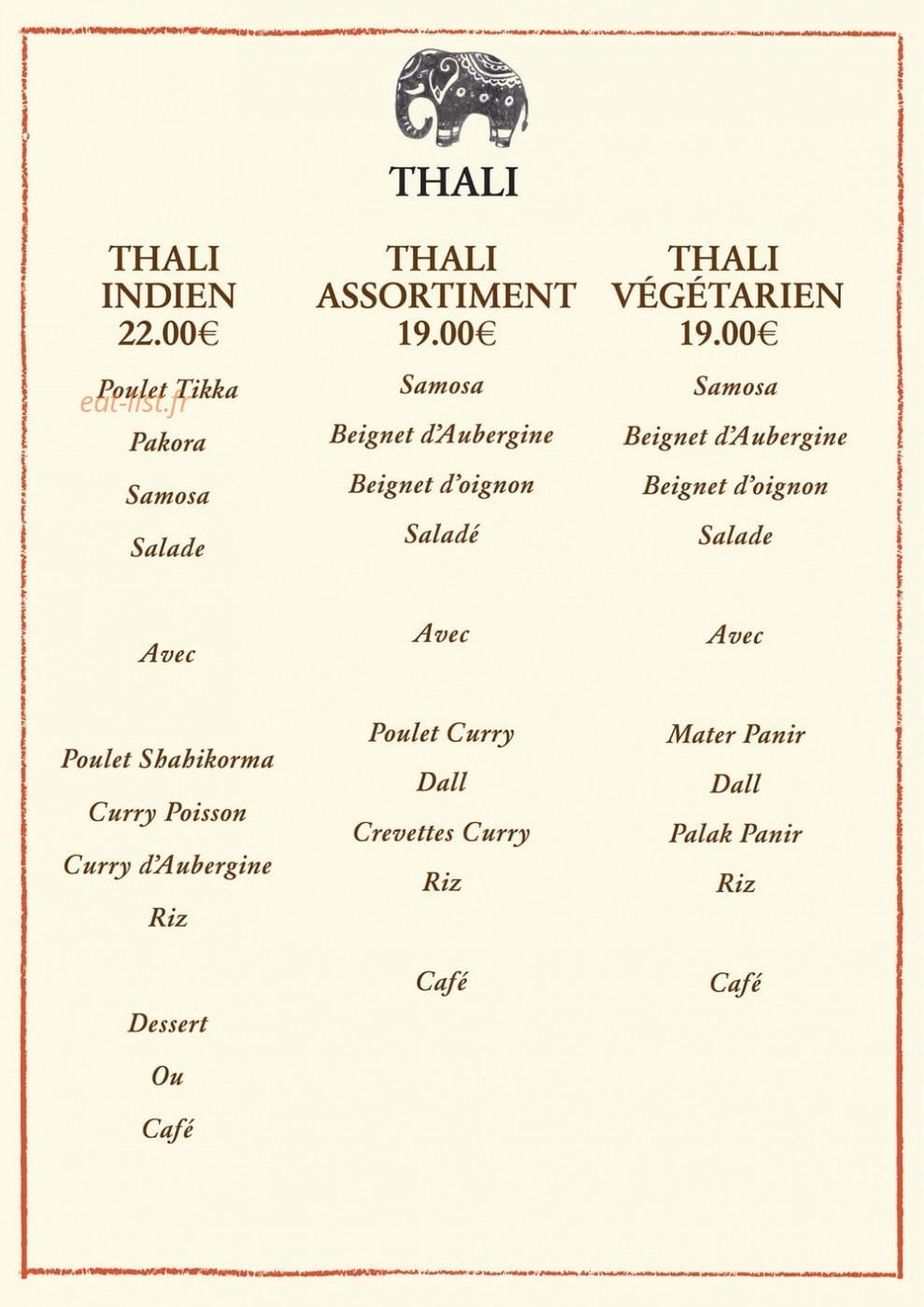 Curry Masala — carte page 8