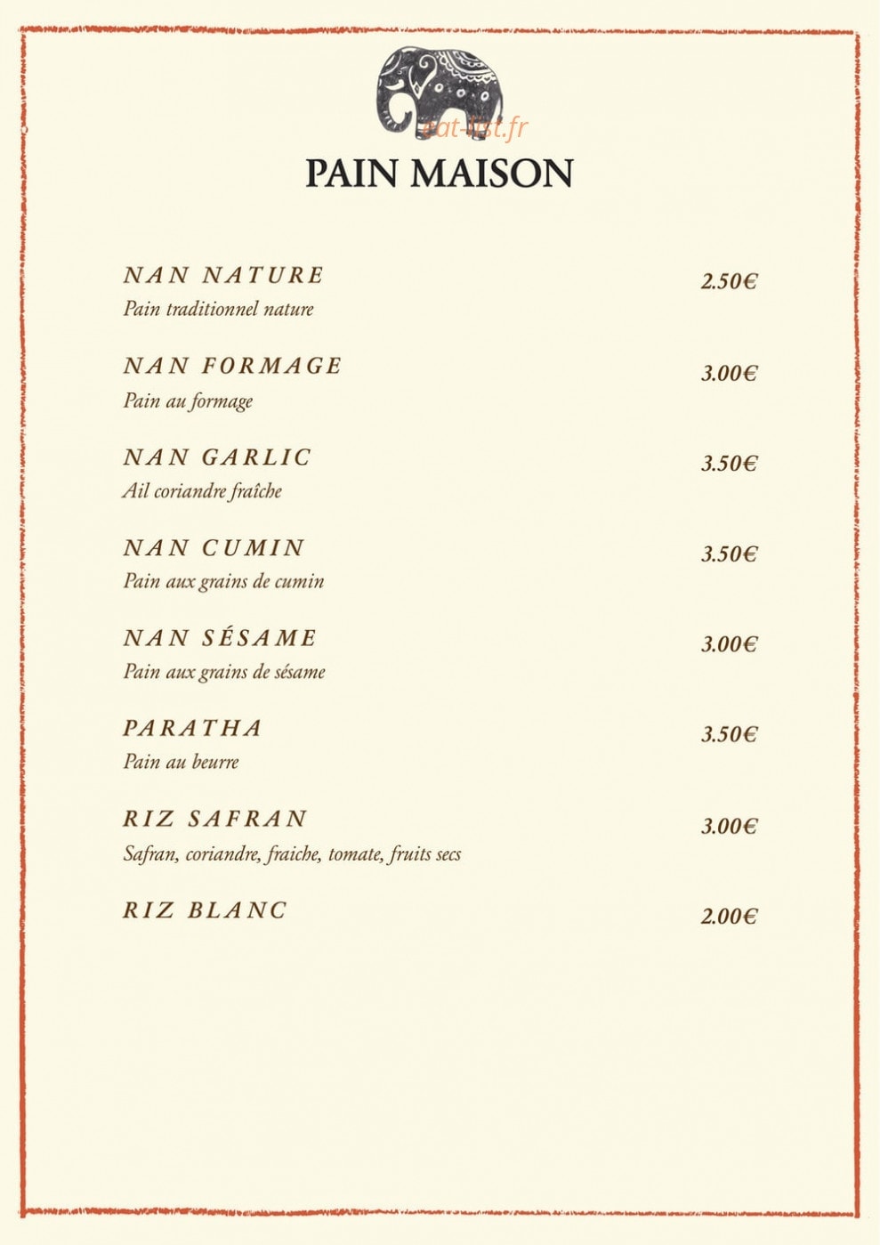 Curry Masala — carte page 6