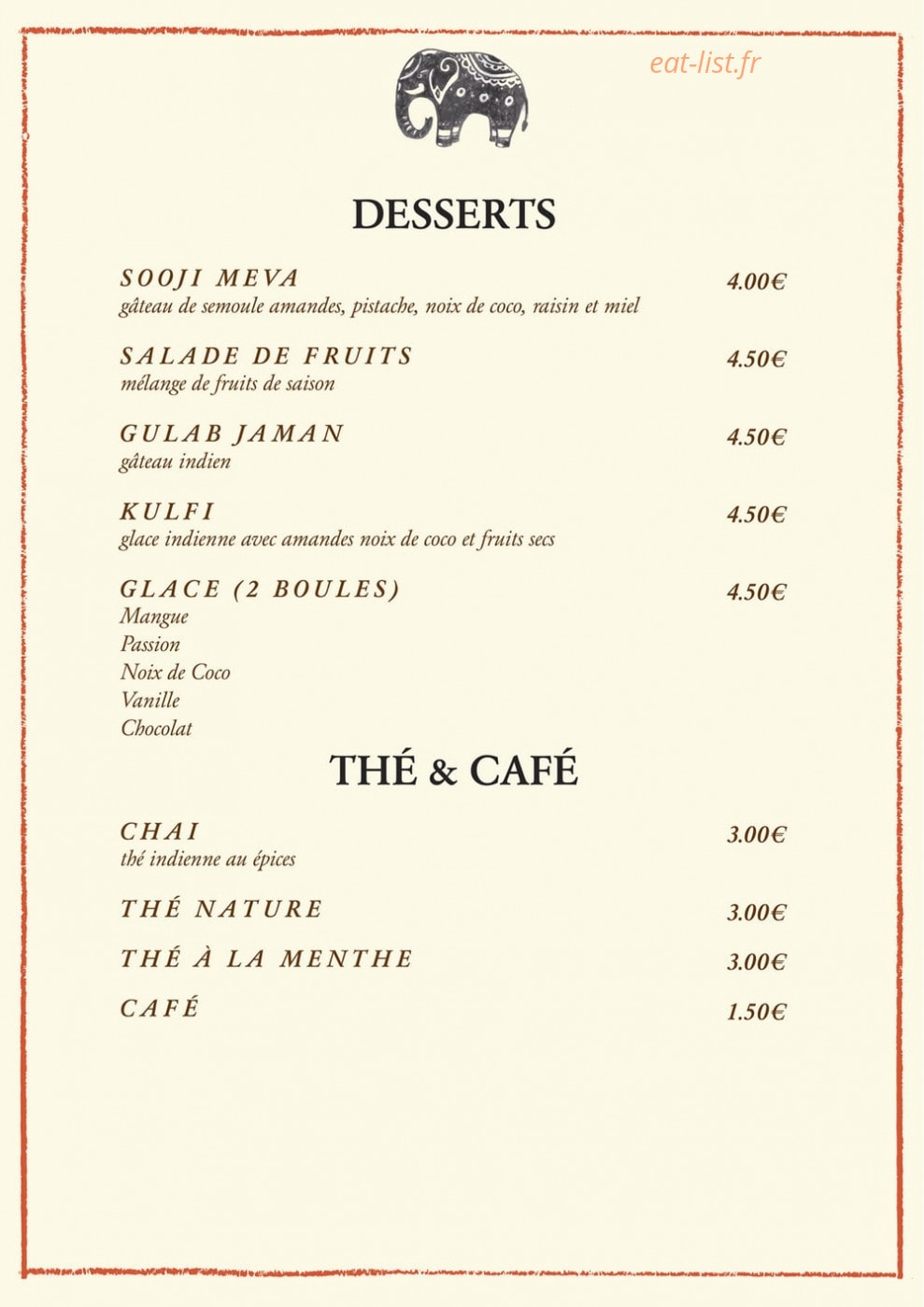Curry Masala — carte page 9