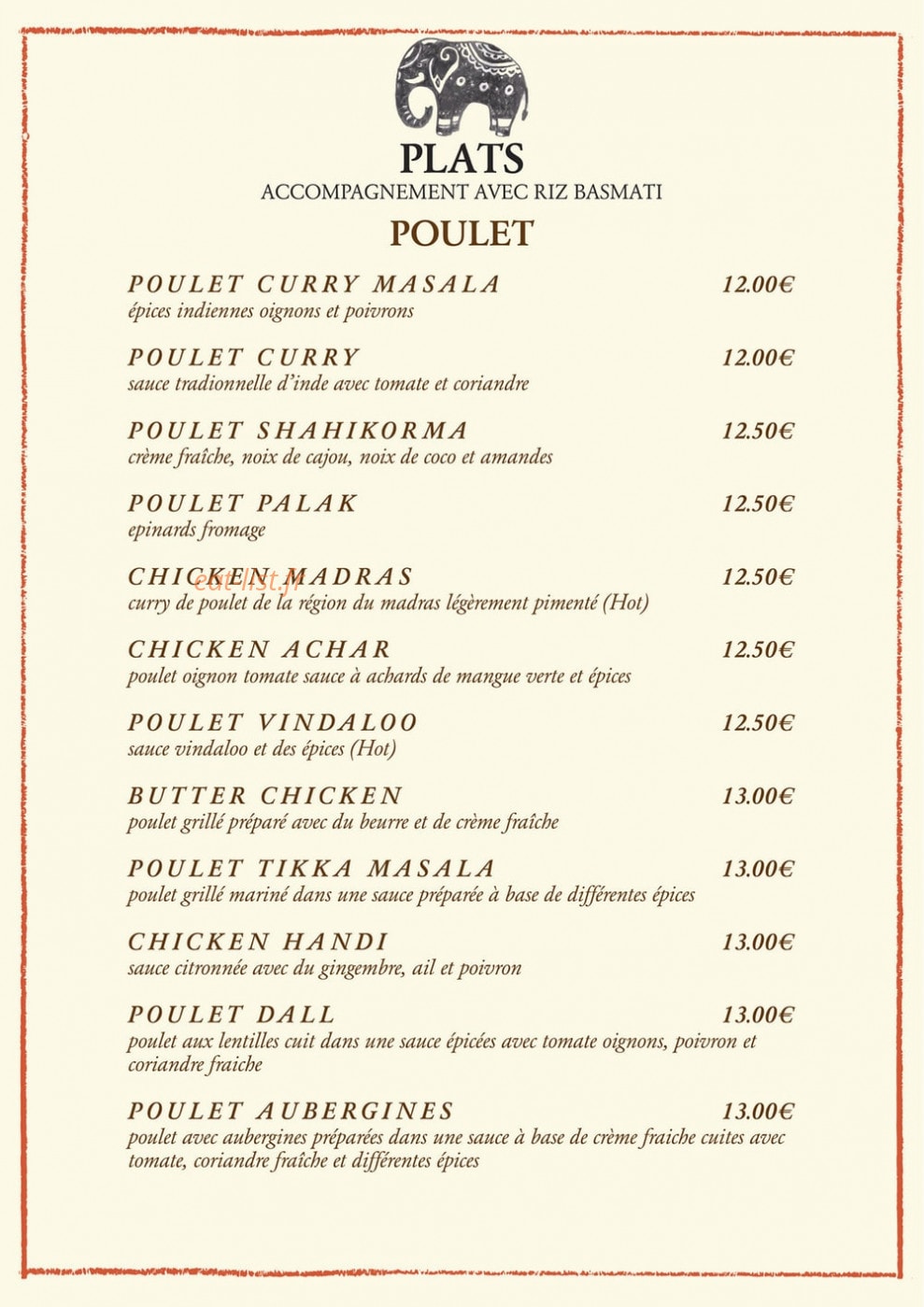 Curry Masala — carte page 2