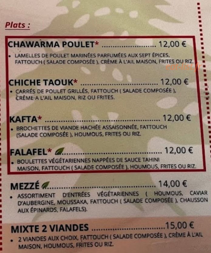 Délices du Liban — carte page 2