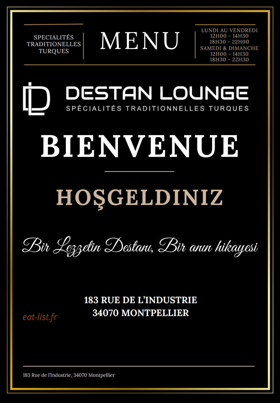 Destan Lounge — carte page 1