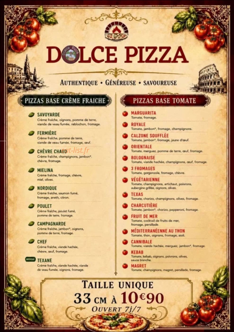 Carte et menu de Dolce pizza Mtp à Montpellier — Menu 2