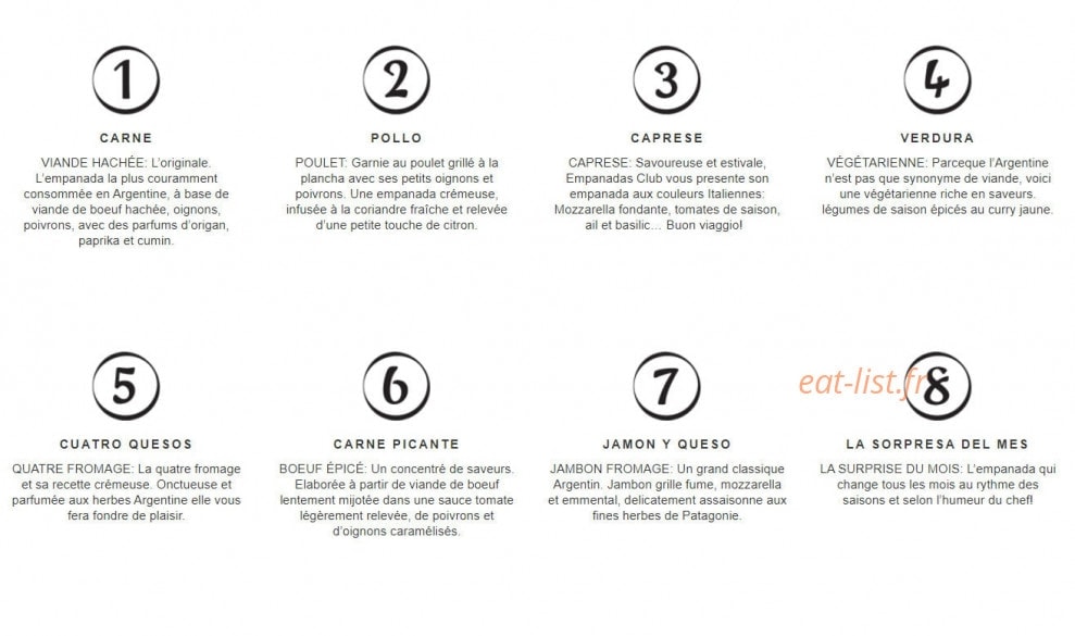 Empanadas club — carte page 1