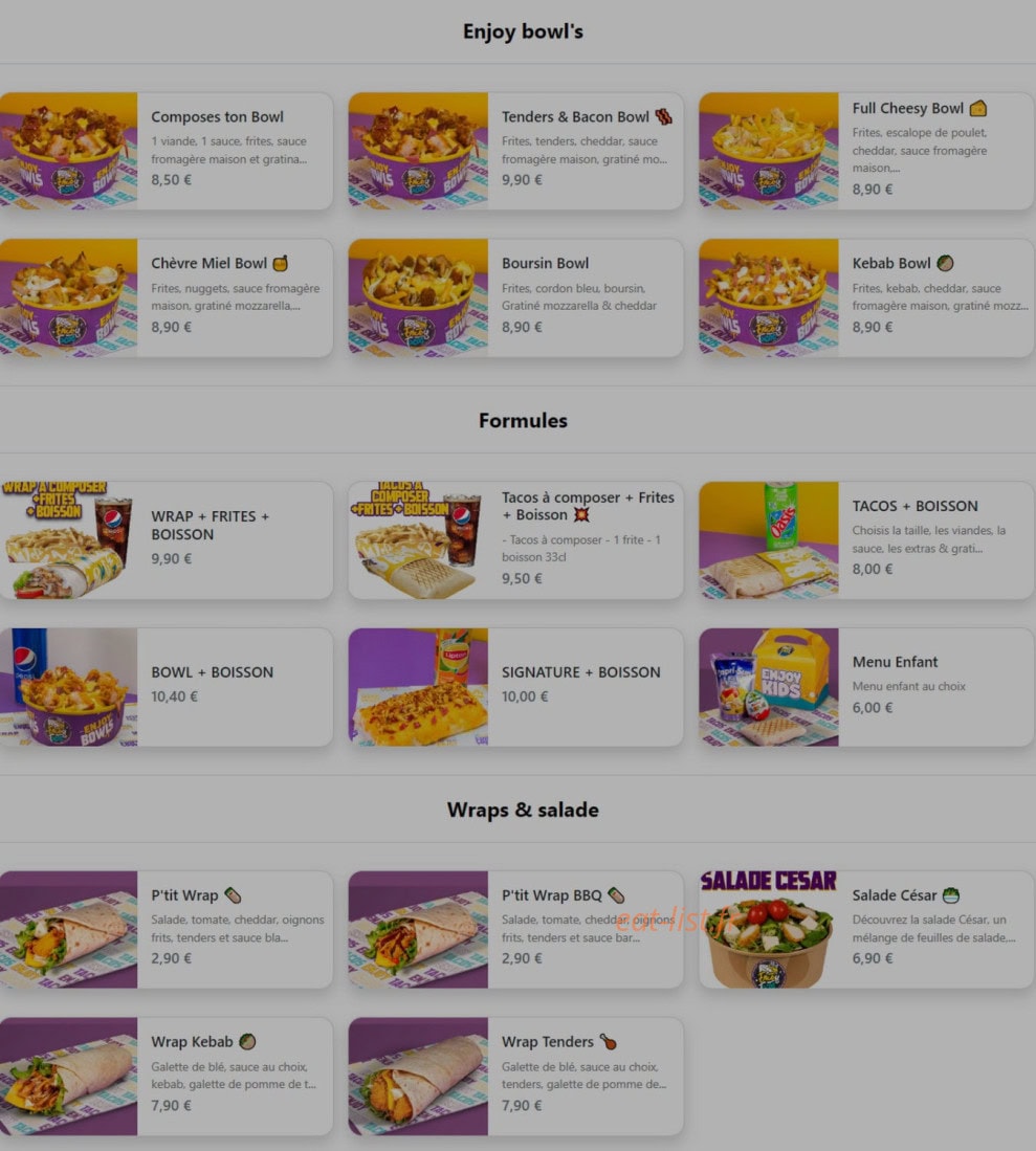 Enjoy — carte page 2