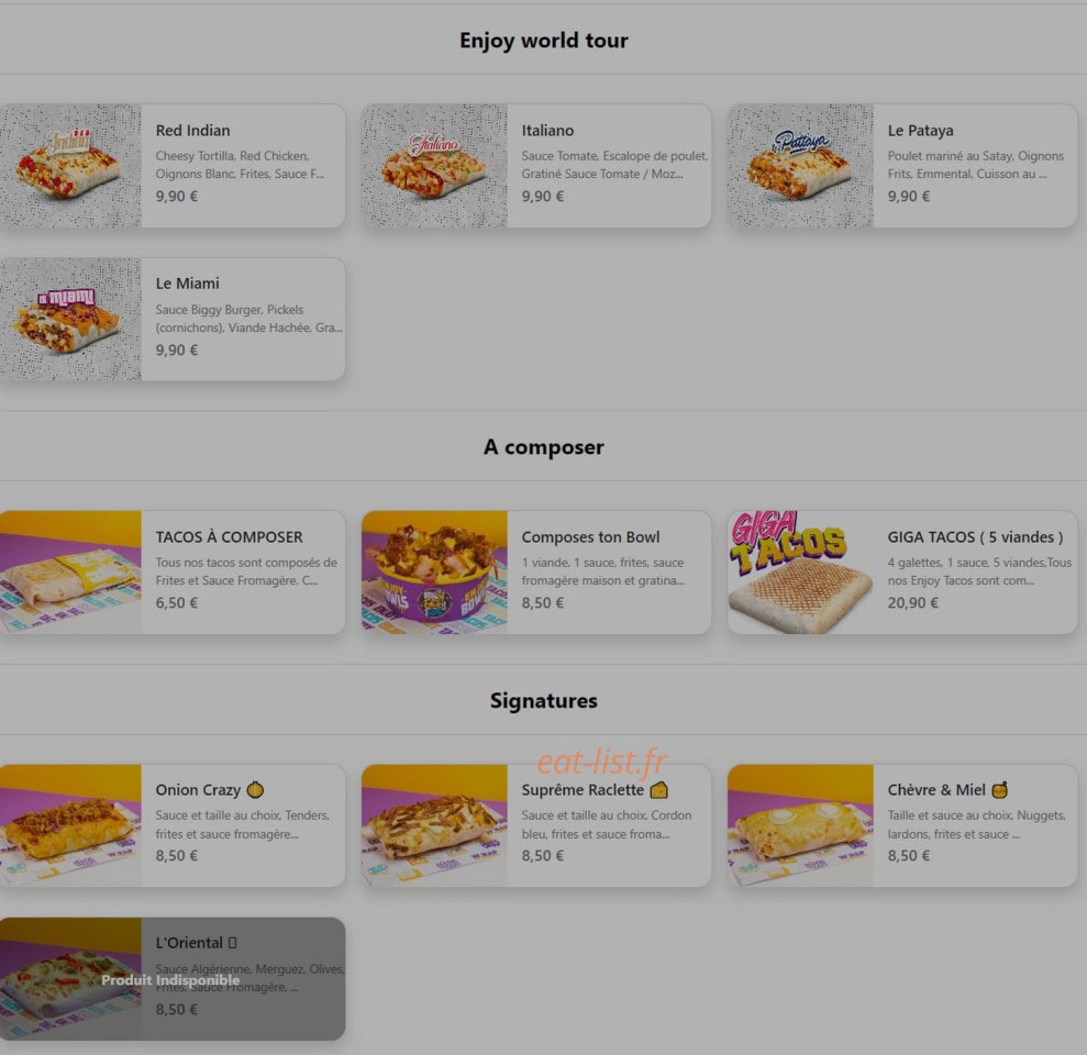 Enjoy — carte page 1