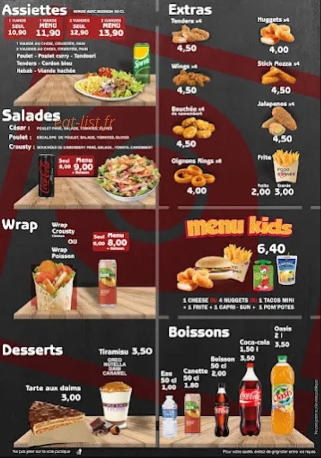 Carte et menu de Food Corner à Montpellier — Salades, wraps...