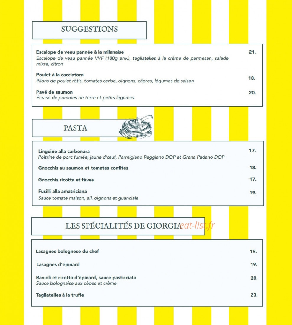 Giorgia Trattoria — carte page 4