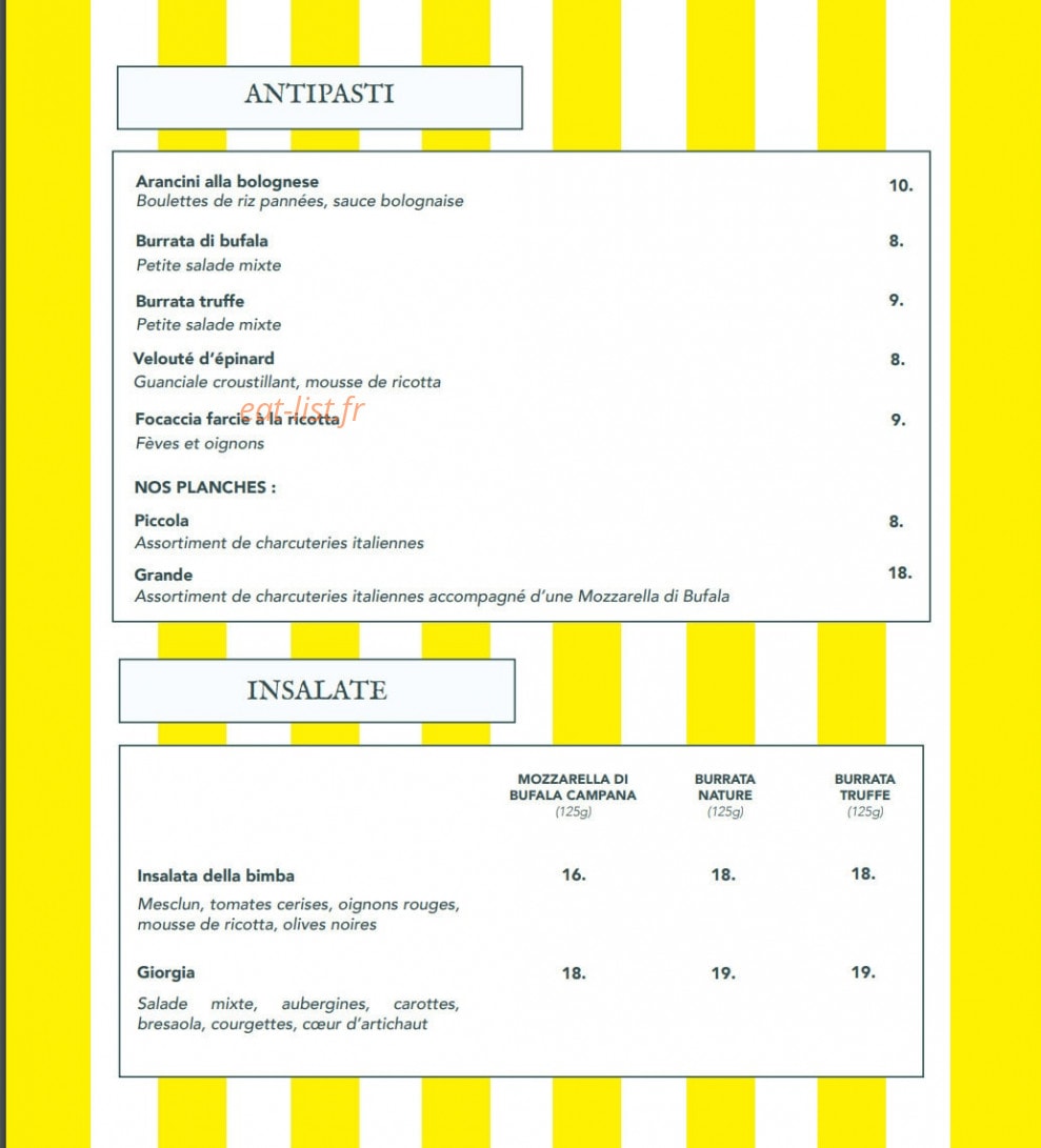 Giorgia Trattoria — carte page 5