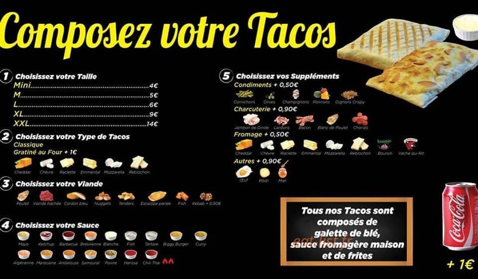 GR Tacos — carte page 1