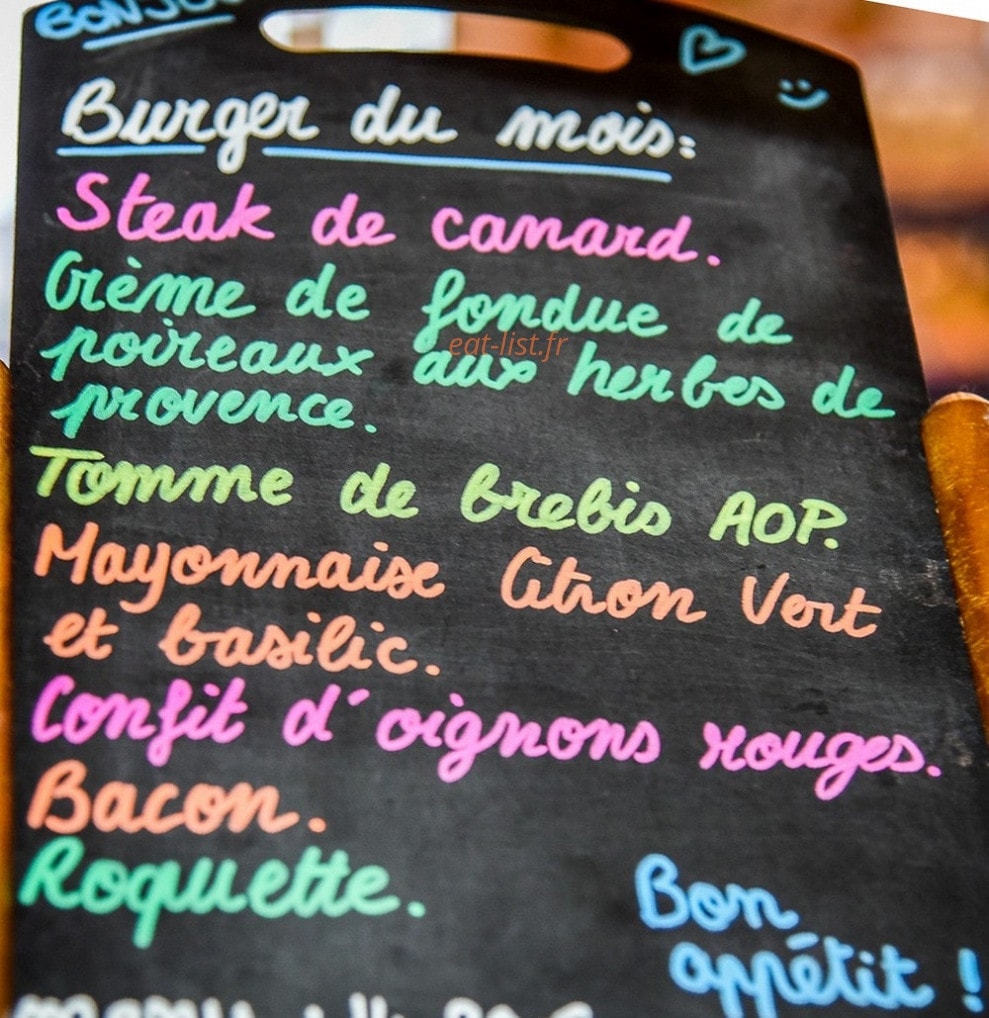 Grand Slam Burger — carte page 1