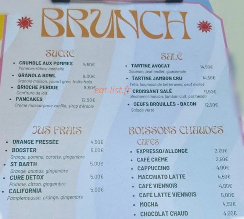 Groove Café — carte page 1