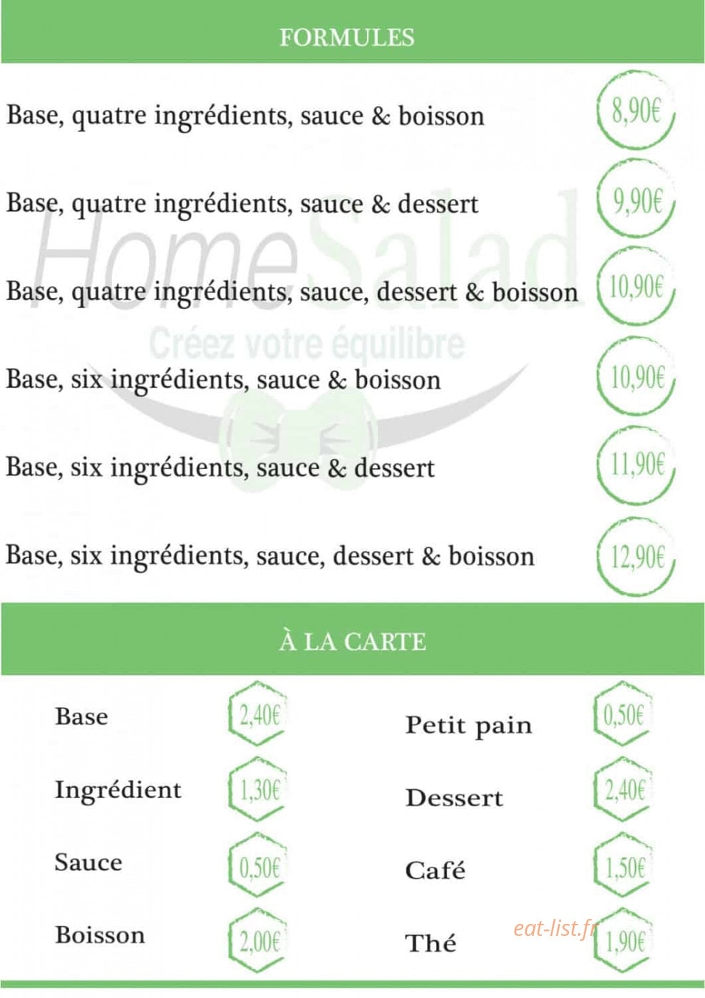 Home Salad — carte page 2