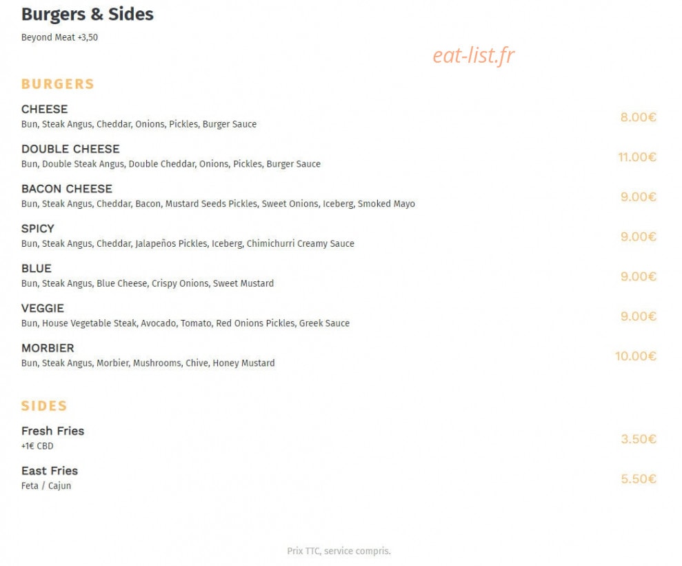 Hop smash burger — carte page 1