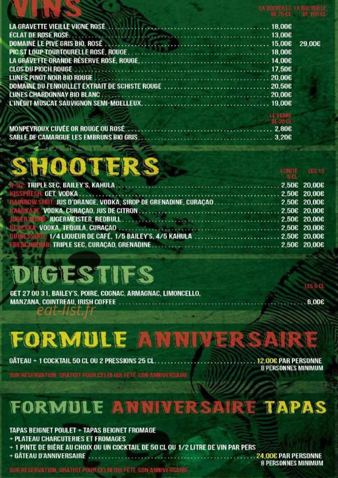 Jungle Pub — carte page 2