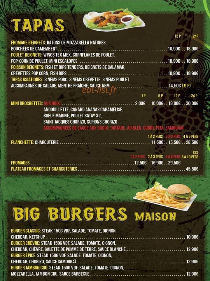 Jungle Pub — carte page 1