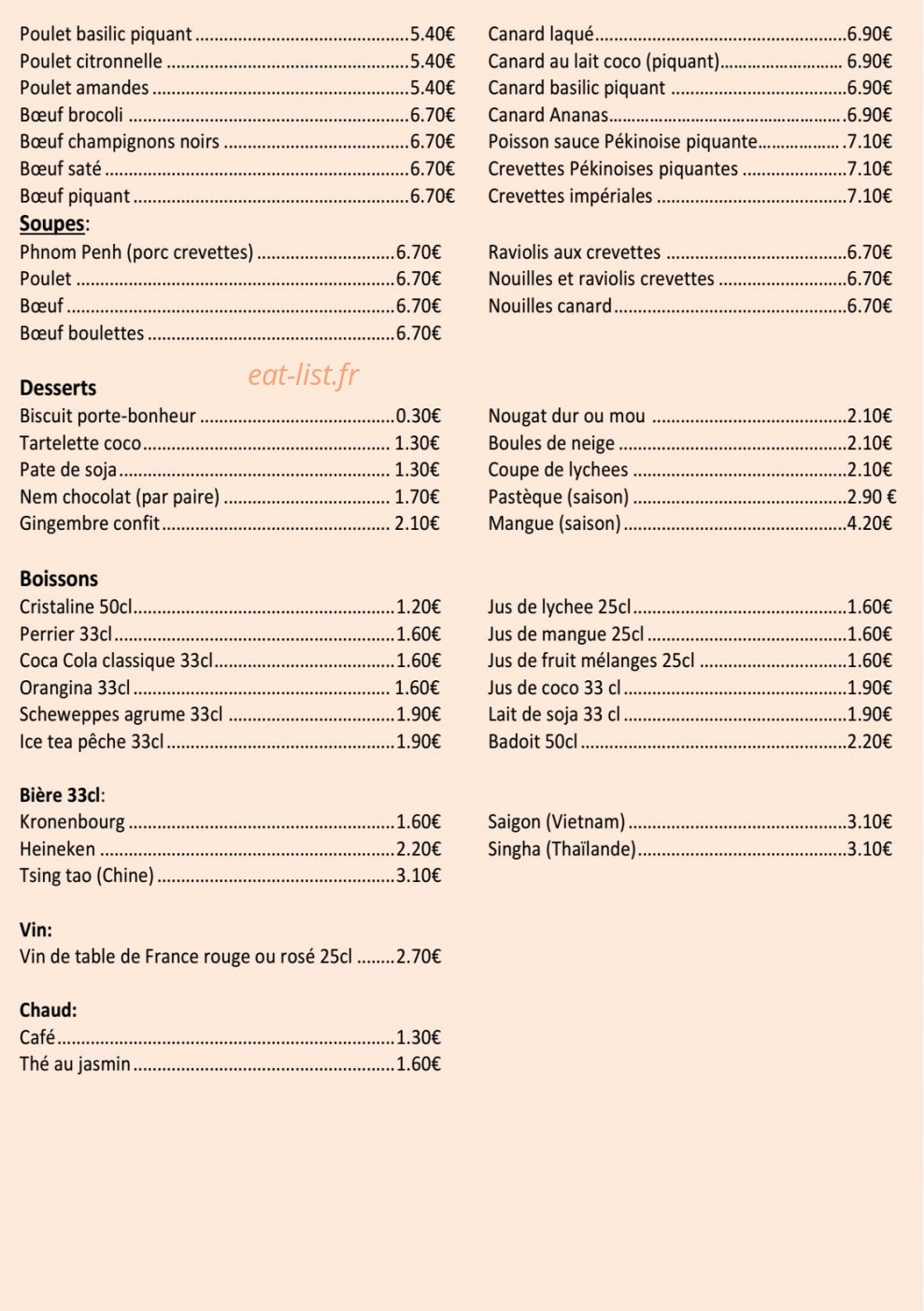 Kim Hi Traiteur — carte page 2