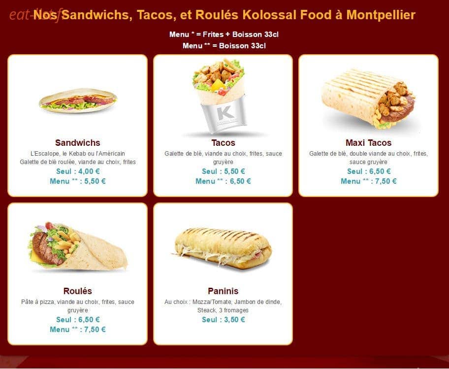 Kolossal — carte page 2