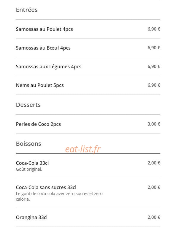 Kong's Food — carte page 2