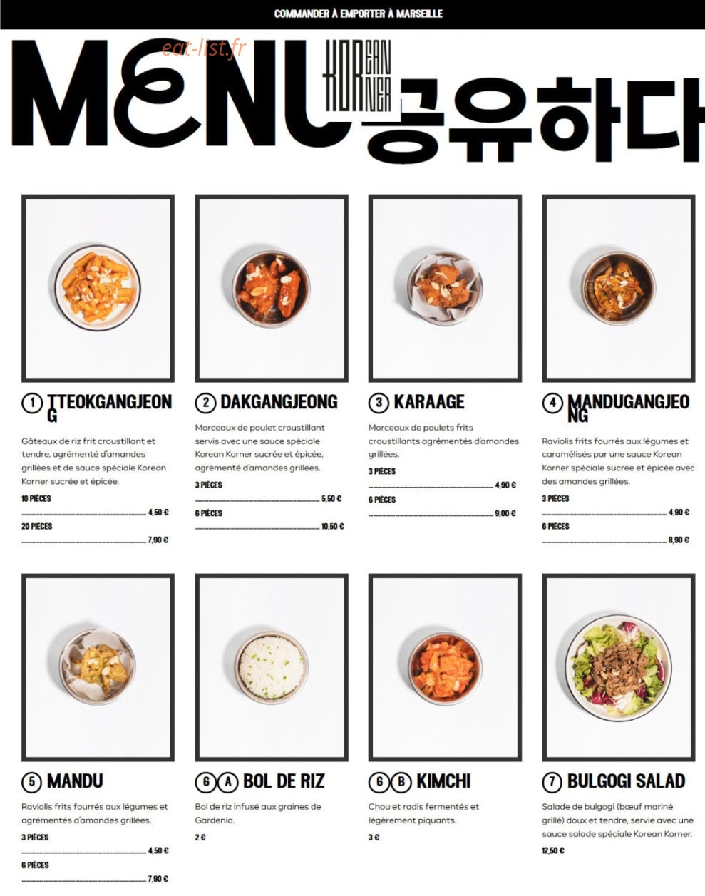 korean korner — carte page 1