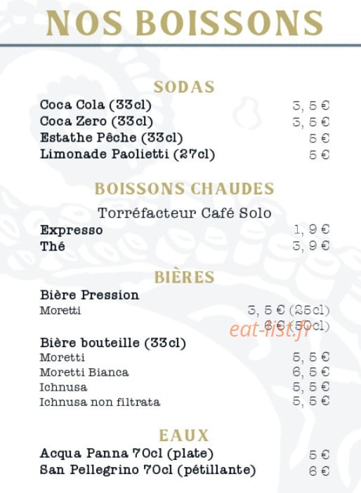 Carte et menu de Kraken La Nostra Italia à Montpellier — Les boissons