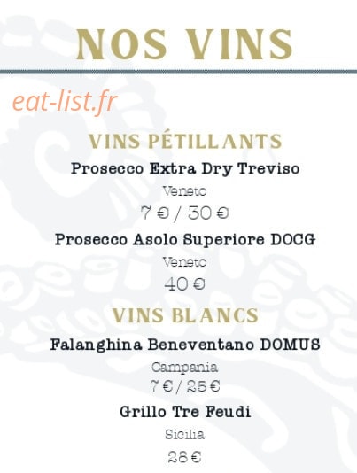 Carte et menu de Kraken La Nostra Italia à Montpellier — Les vins blancs et vins pétillants