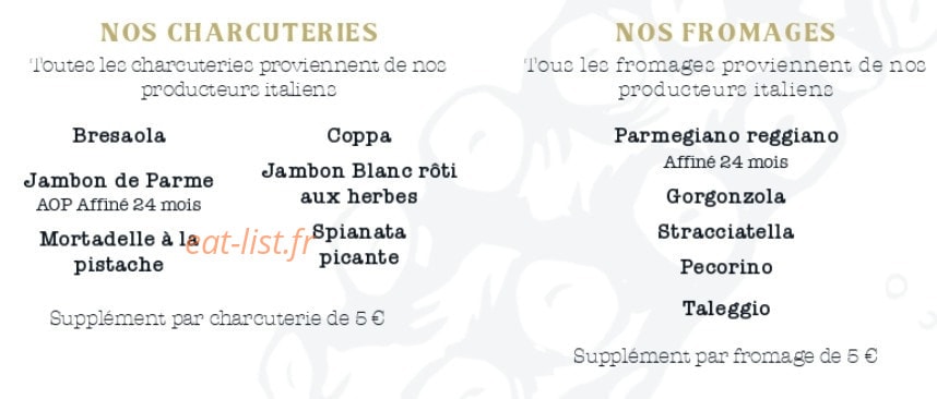 Carte et menu de Kraken La Nostra Italia à Montpellier — Les charcuteries et fromages