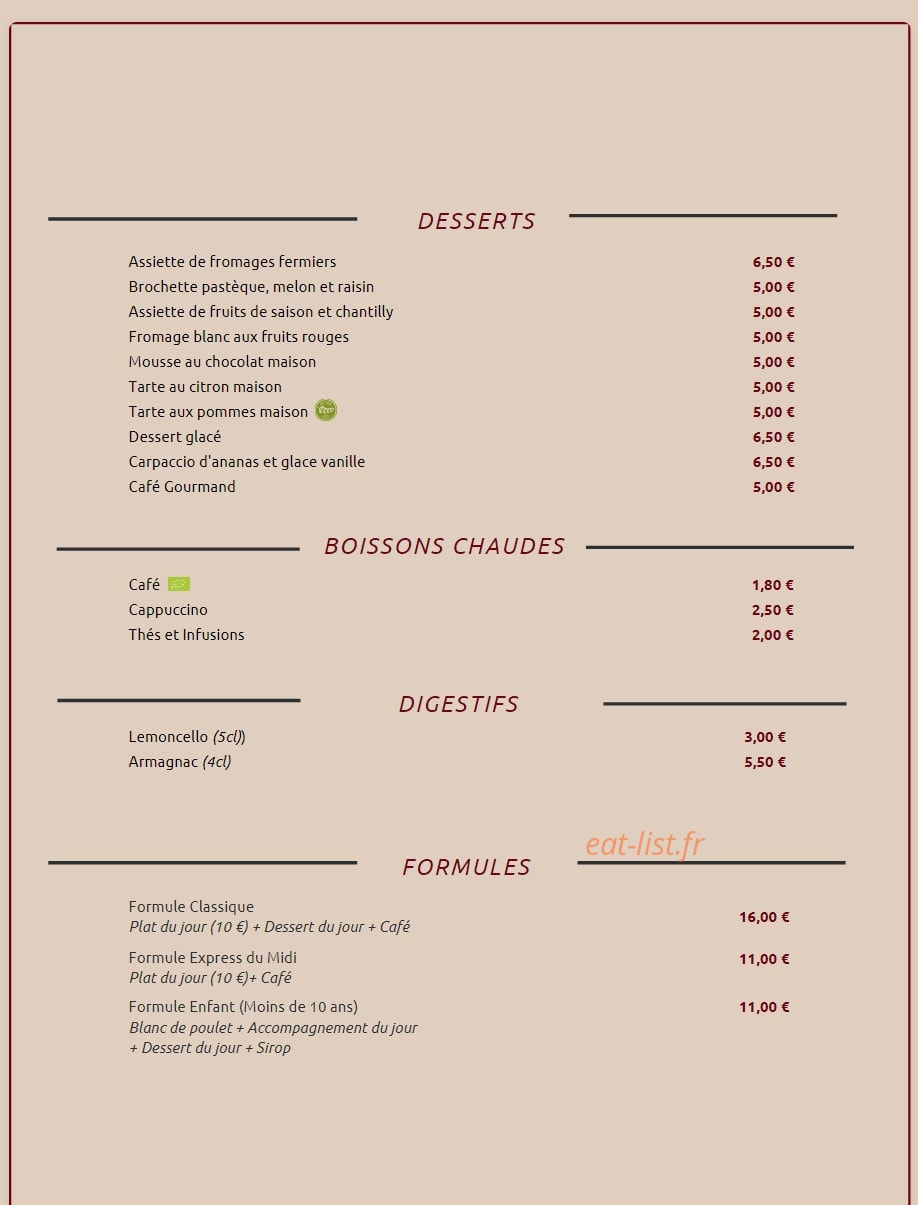L'Accoudoir — carte page 2