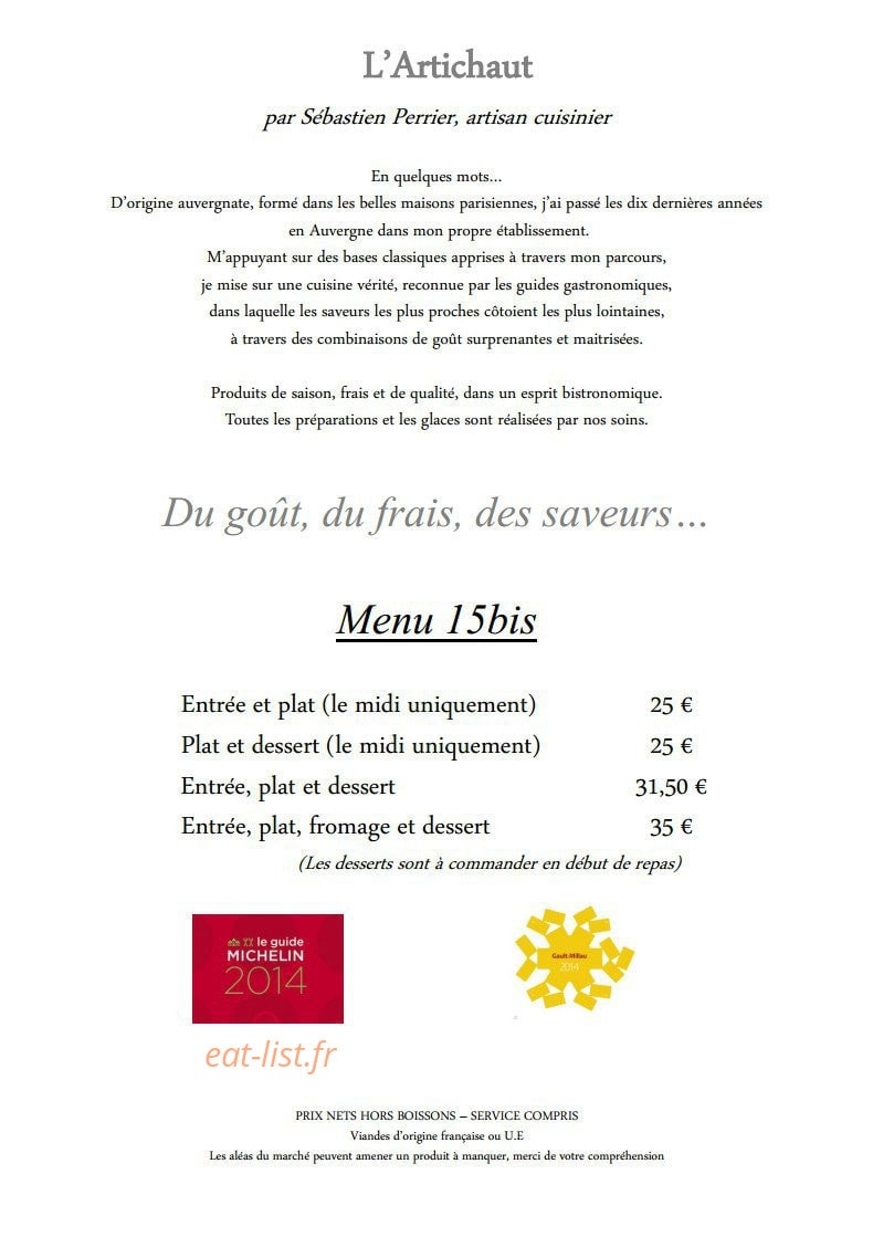 L' artichaut — carte page 2