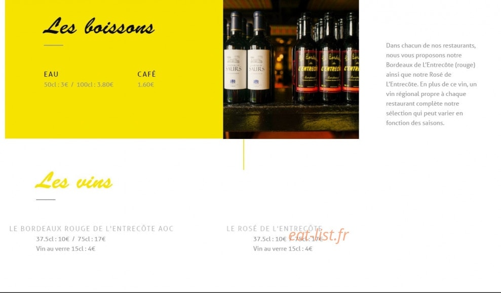 L'Entrecôte — carte page 2