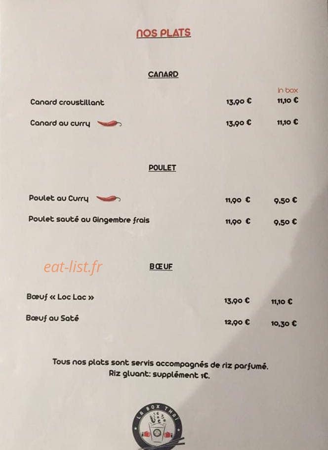 La Box Thaï — carte page 3