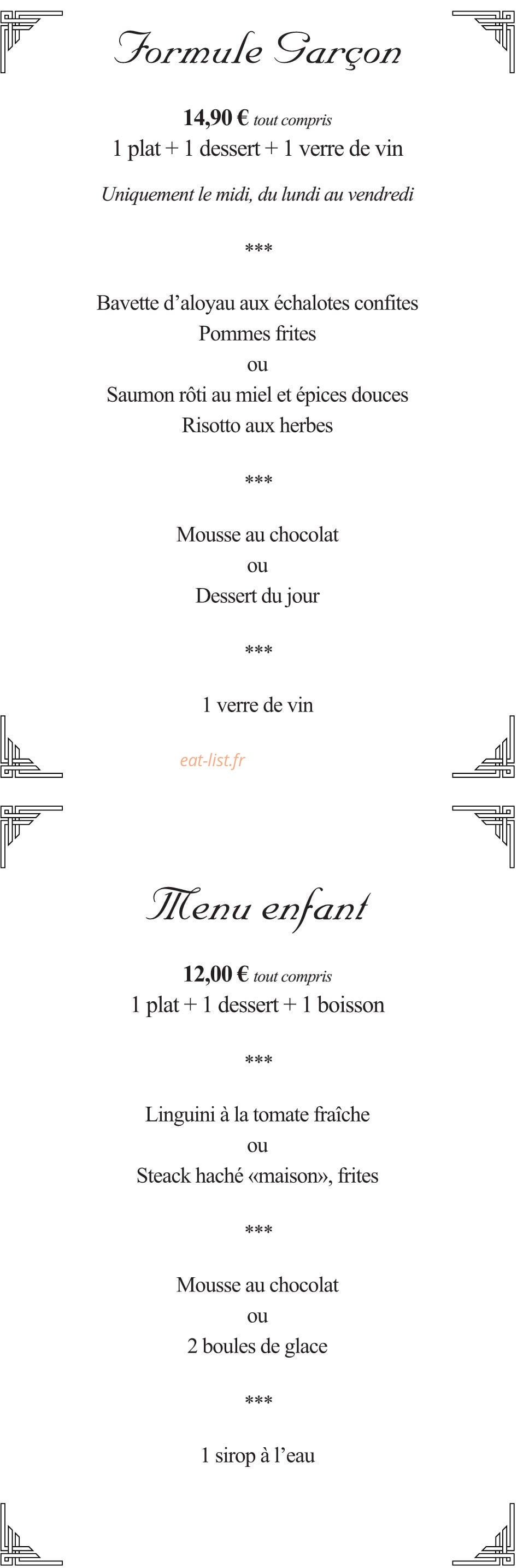 La Brasserie Du Théâtre — carte page 1