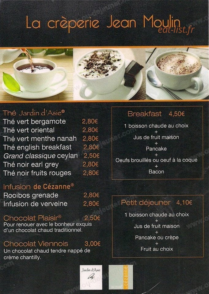 La crêperie Jean Moulin — carte page 1