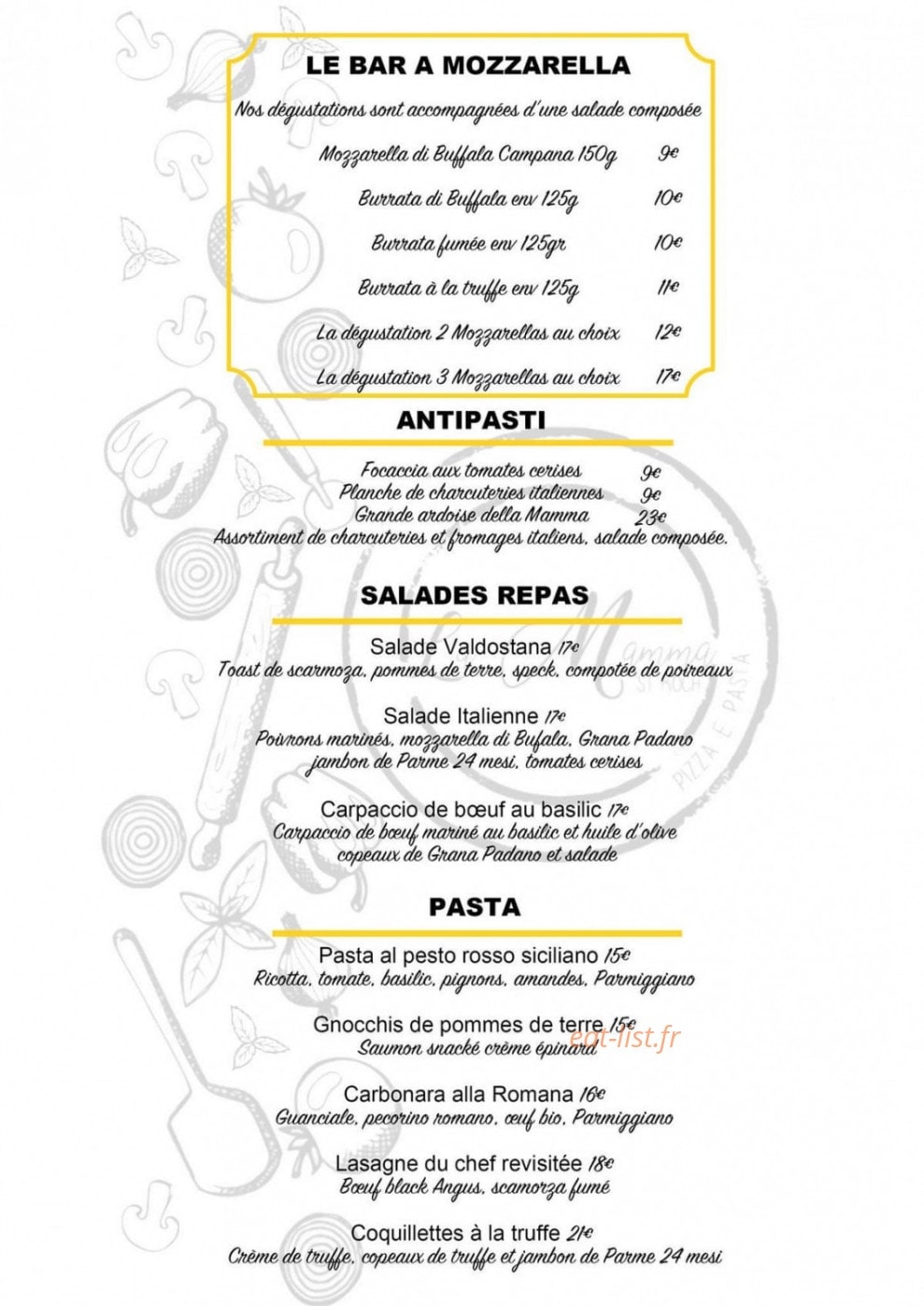 La Mamma St Roch — carte page 2
