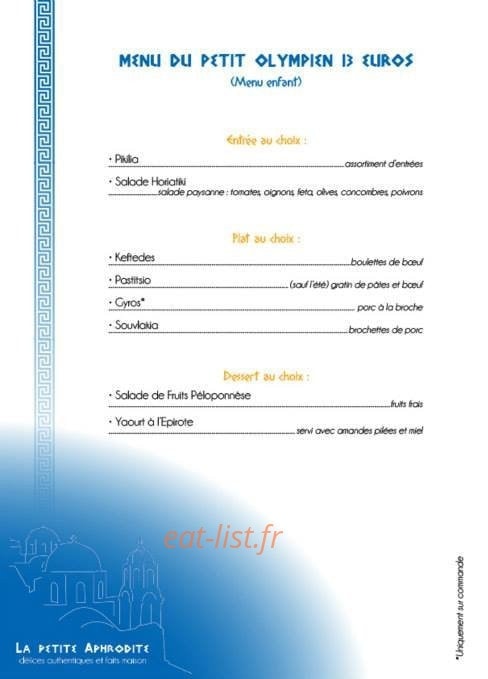 La Petite Aphrodite — carte page 4