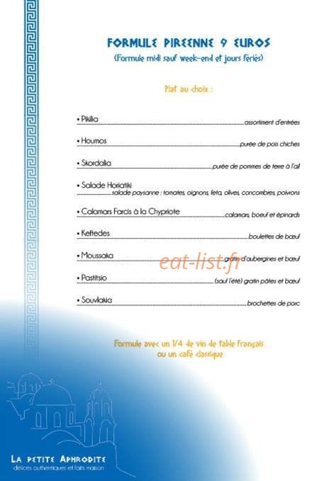 La Petite Aphrodite — carte page 8