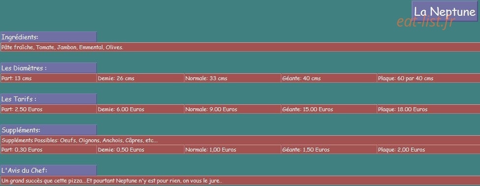 La Pizz'Arrive — carte page 2