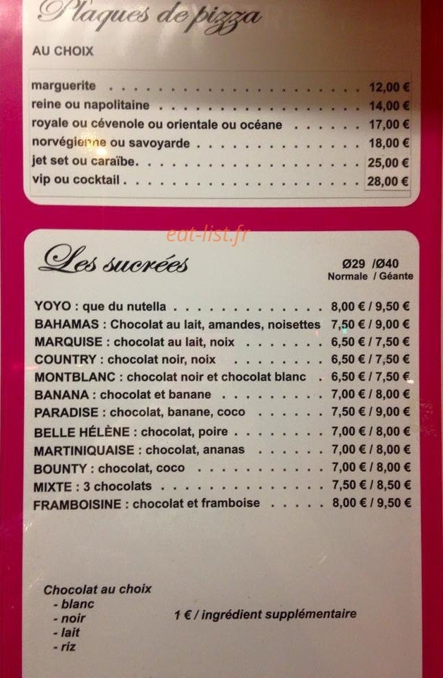 La Pizzaïère — carte page 3
