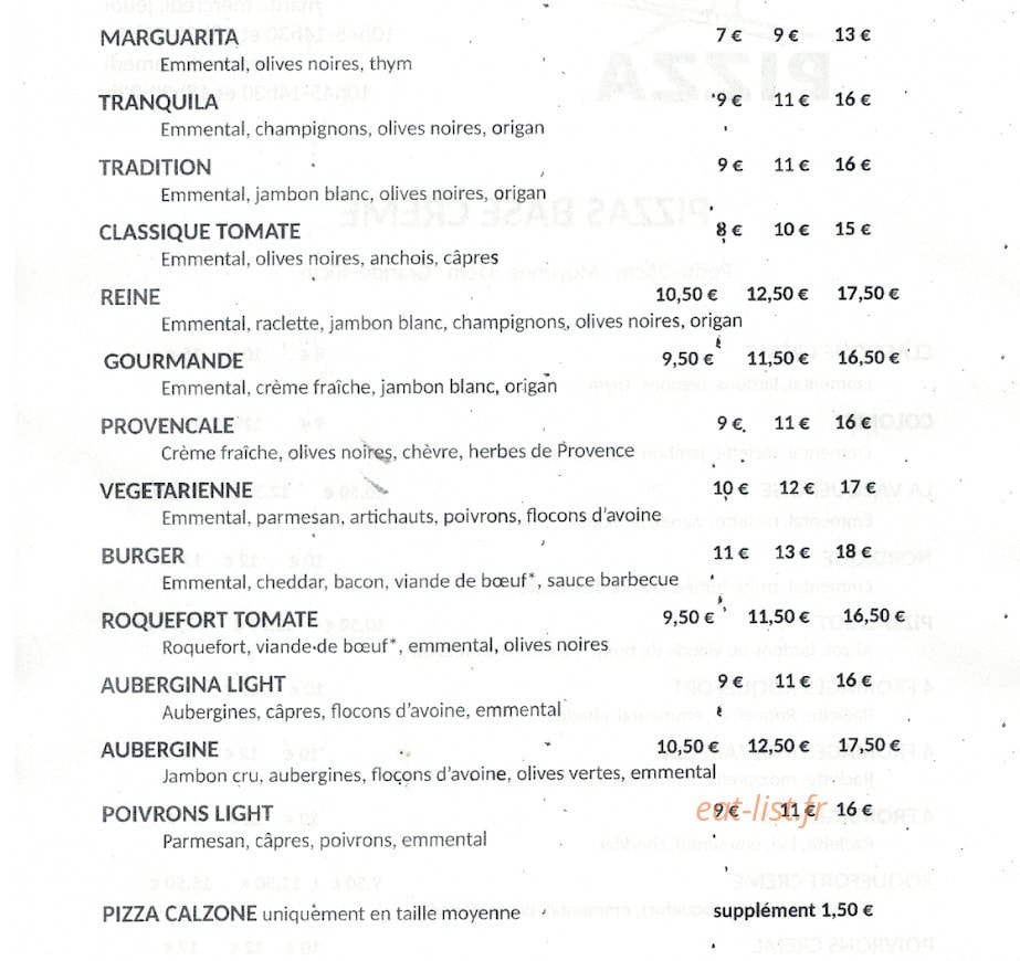 Larzac pizza — carte page 2