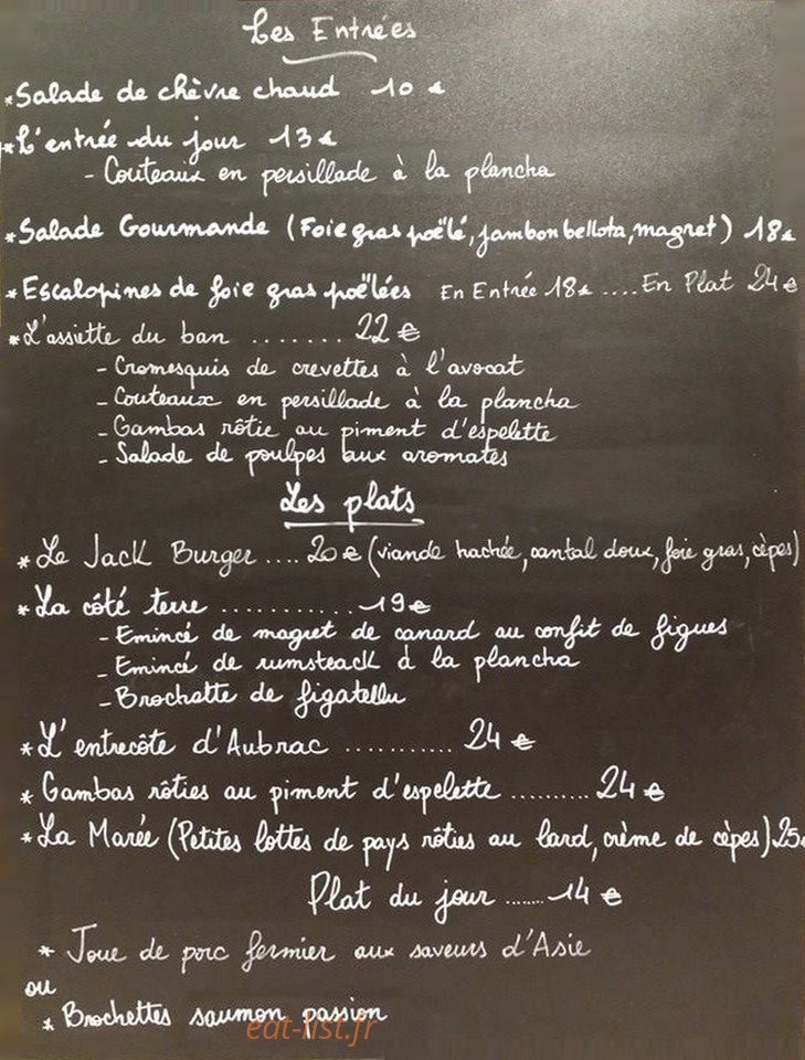 Le Ban des Gourmands — carte page 1