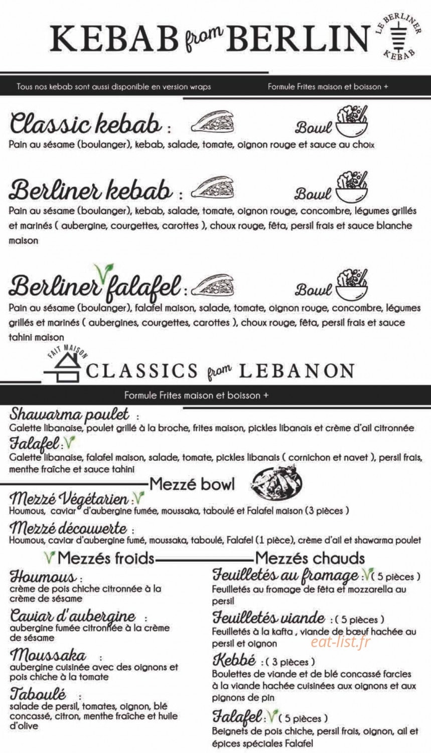 Le Berlinois kebab — carte page 1