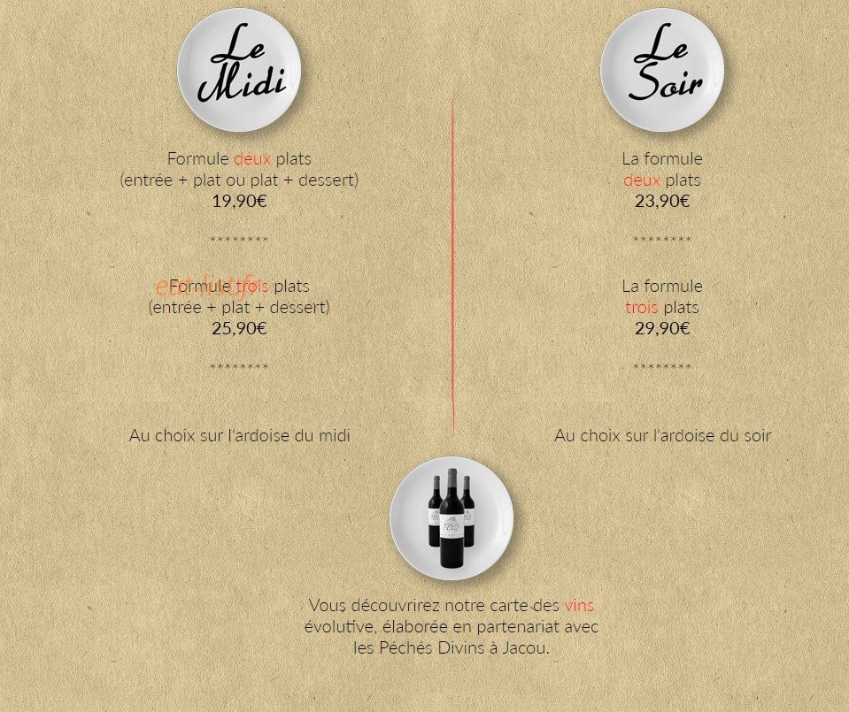 Le Bistro Urbain — carte page 1