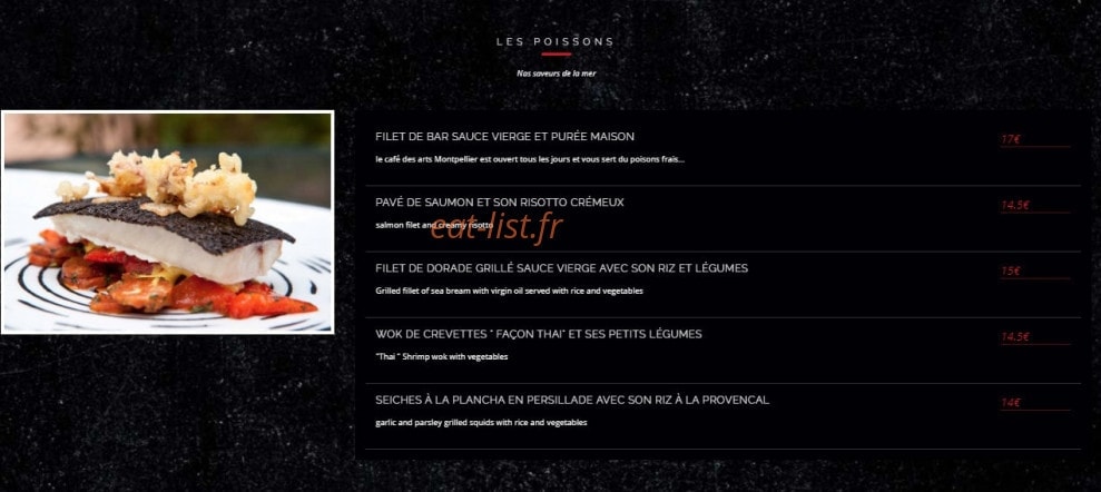 Le Café des Arts — carte page 3